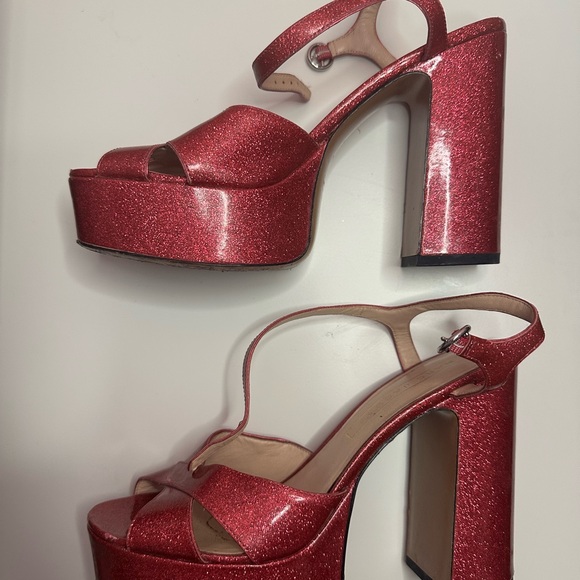 Marc Jacobs Fuchsia Glitter Platform Heels - Picture 4 of 5